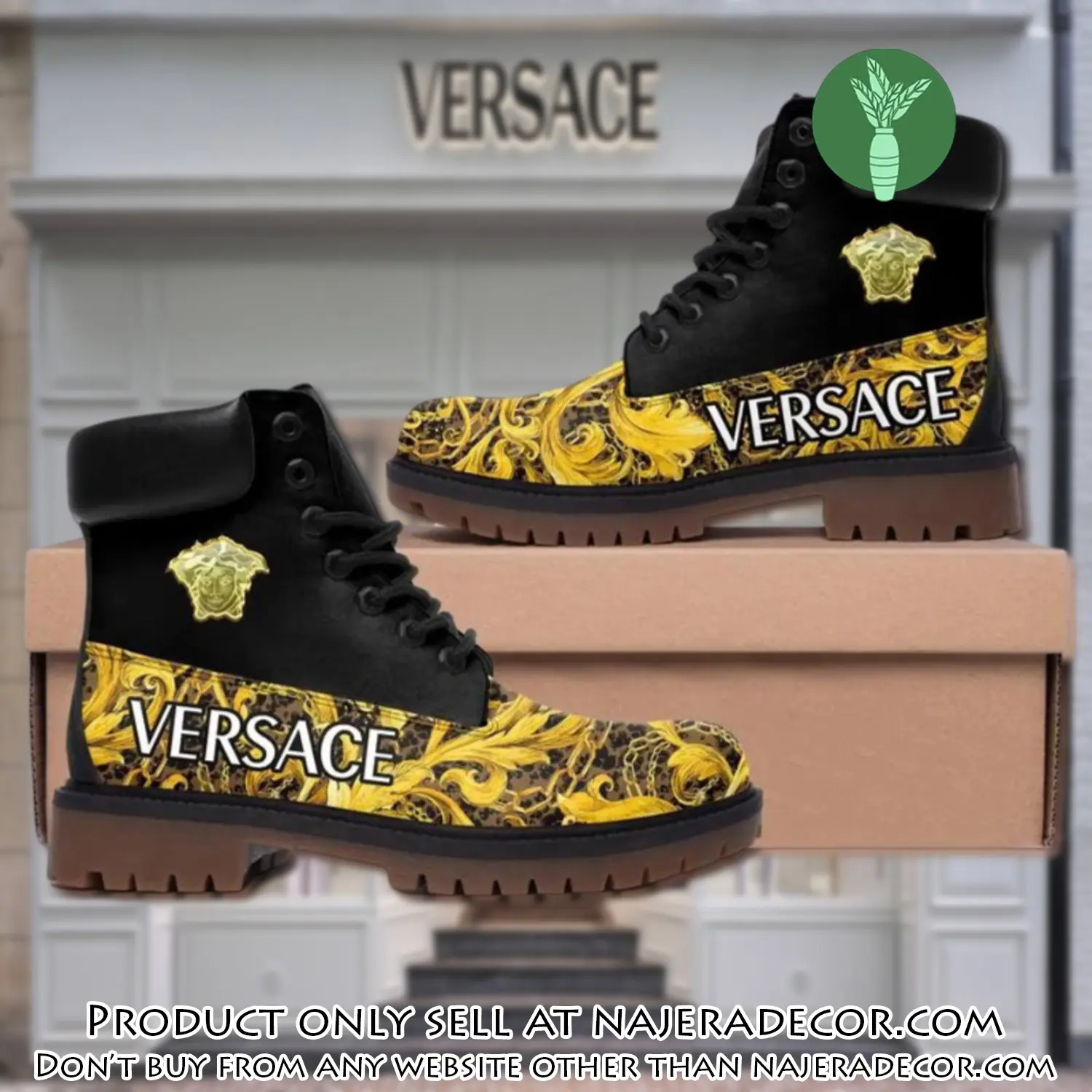 Versace medusa golden luxury brand boots premium gifts for men women njr2057295